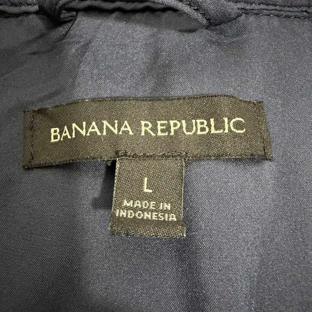 Banana Republic Jacket Mens L Gray Blue Buffalo Plaid Lined Shirt Jacket